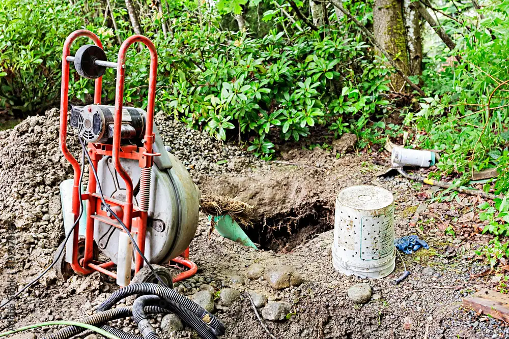 Drain auger in yard - Harris Plumbing, Wells & Drains
