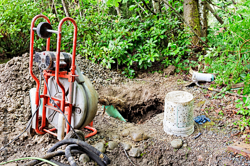 Drain auger in yard - Harris Plumbing