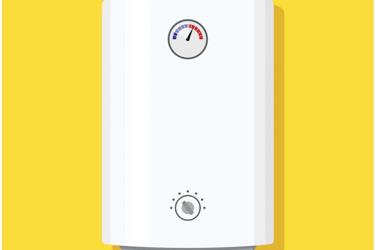 Boiler Icon in flat style isolated on yellow background wish shadow
